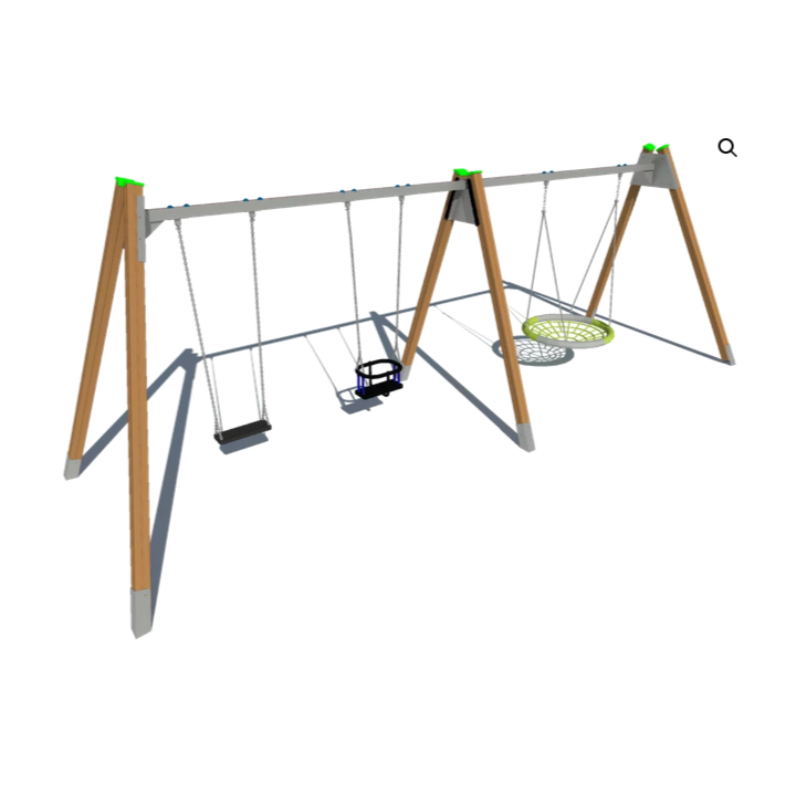 Portique avec balançoires pour aires de jeux professionnelles