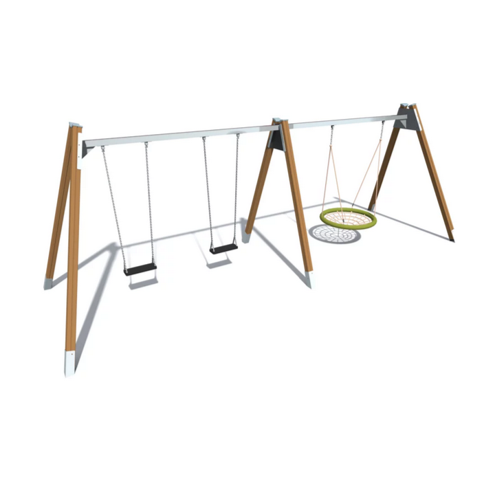 Portique avec balançoires pour aires de jeux professionnelles