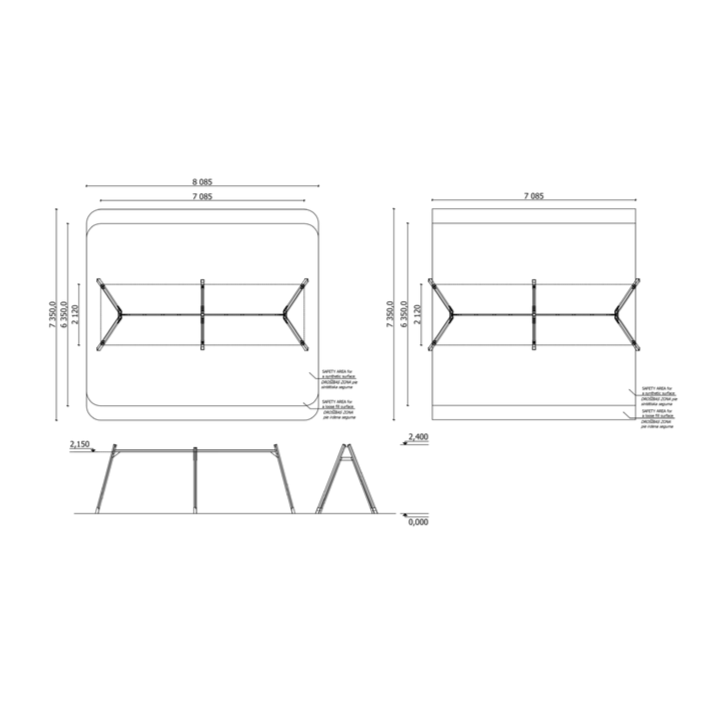 Portiques et balançoires pour aires de jeux professionnelles