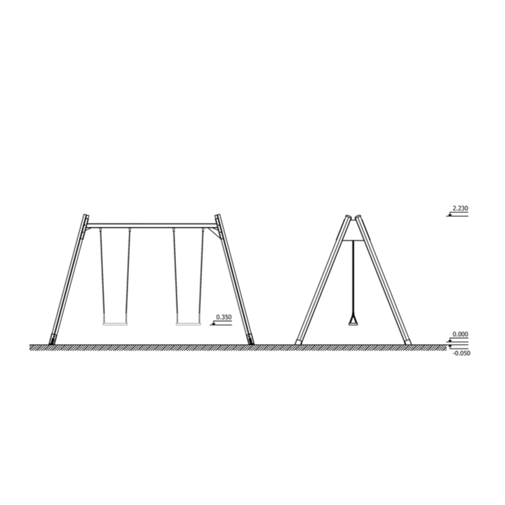 Portique double balançoire pour les professionnels du loisir